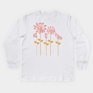 Floral background with vintage  flowers Kids Long Sleeve T-Shirt